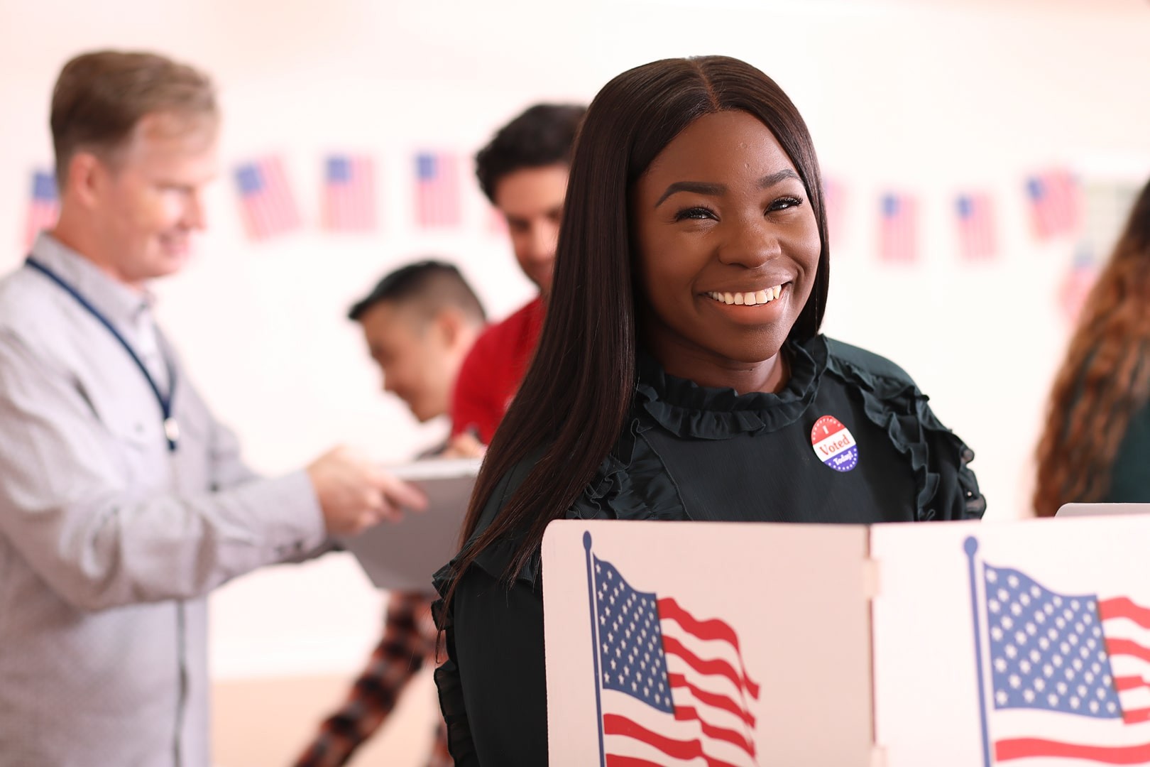 Female voter at a voting station.