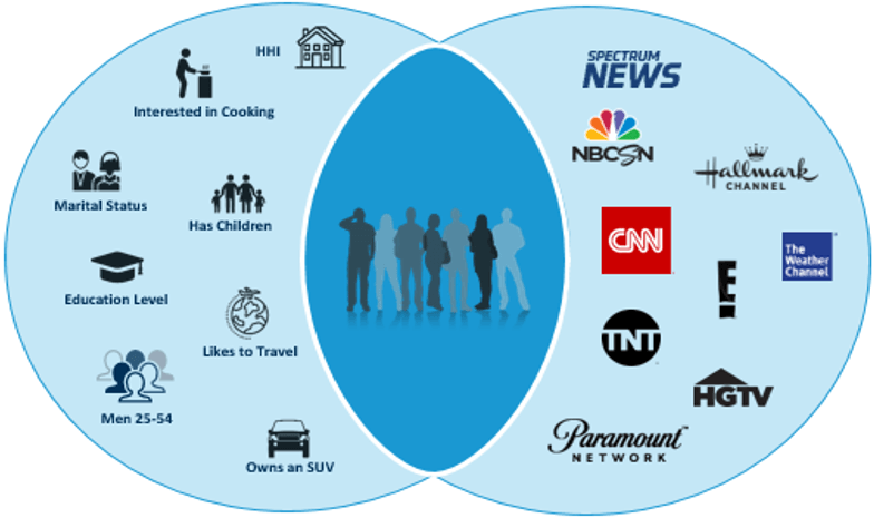 venn diagram showing viewers interests overlapping with networks they watch
