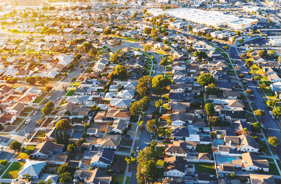 top view of a neighborhood